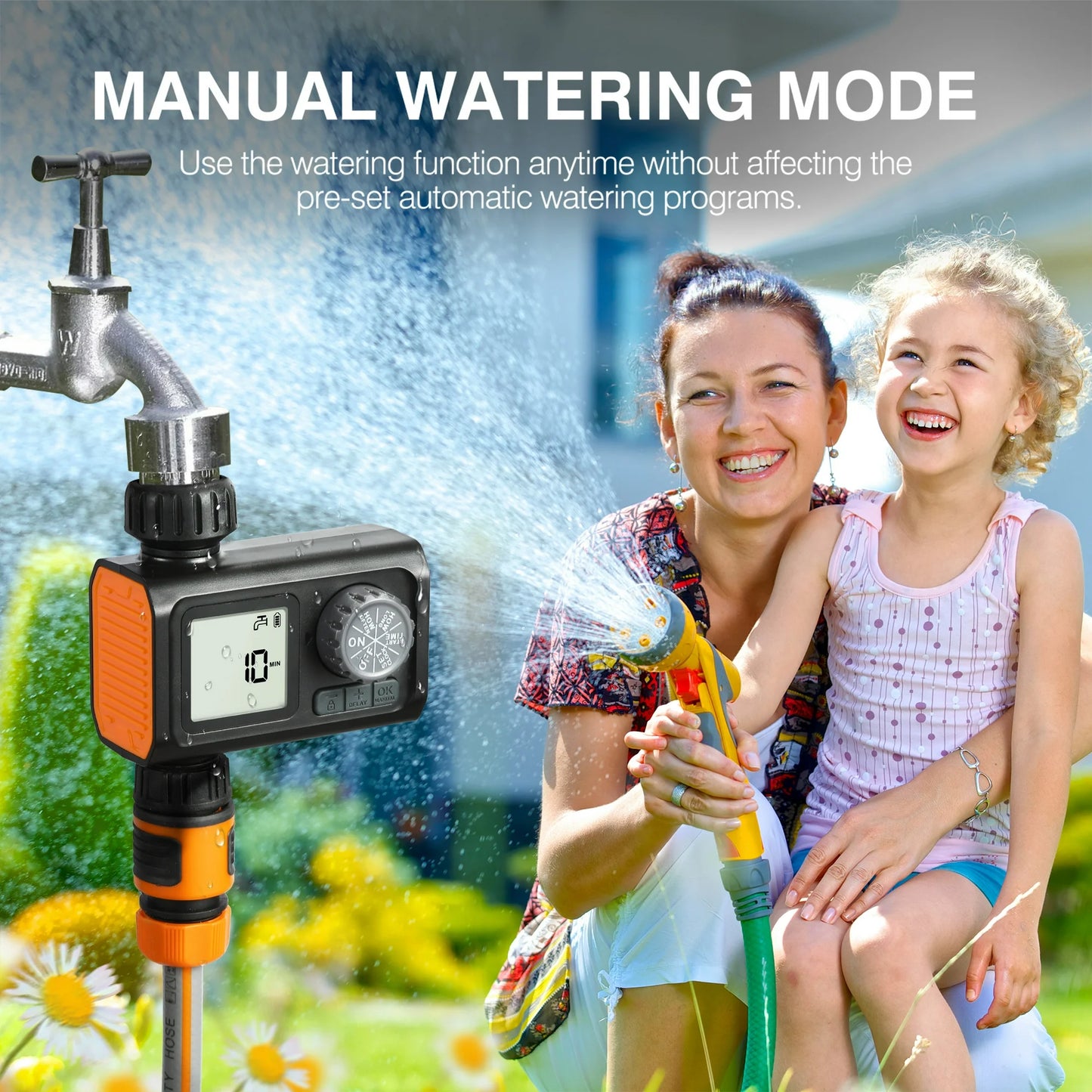 Kazeila Hose Watering Timer Programmable Sprinkler Timer For Garden Lawn Yard Outdoor Digital Irrigation Timer With Rain Delay Manual Watering 1 Outlet
