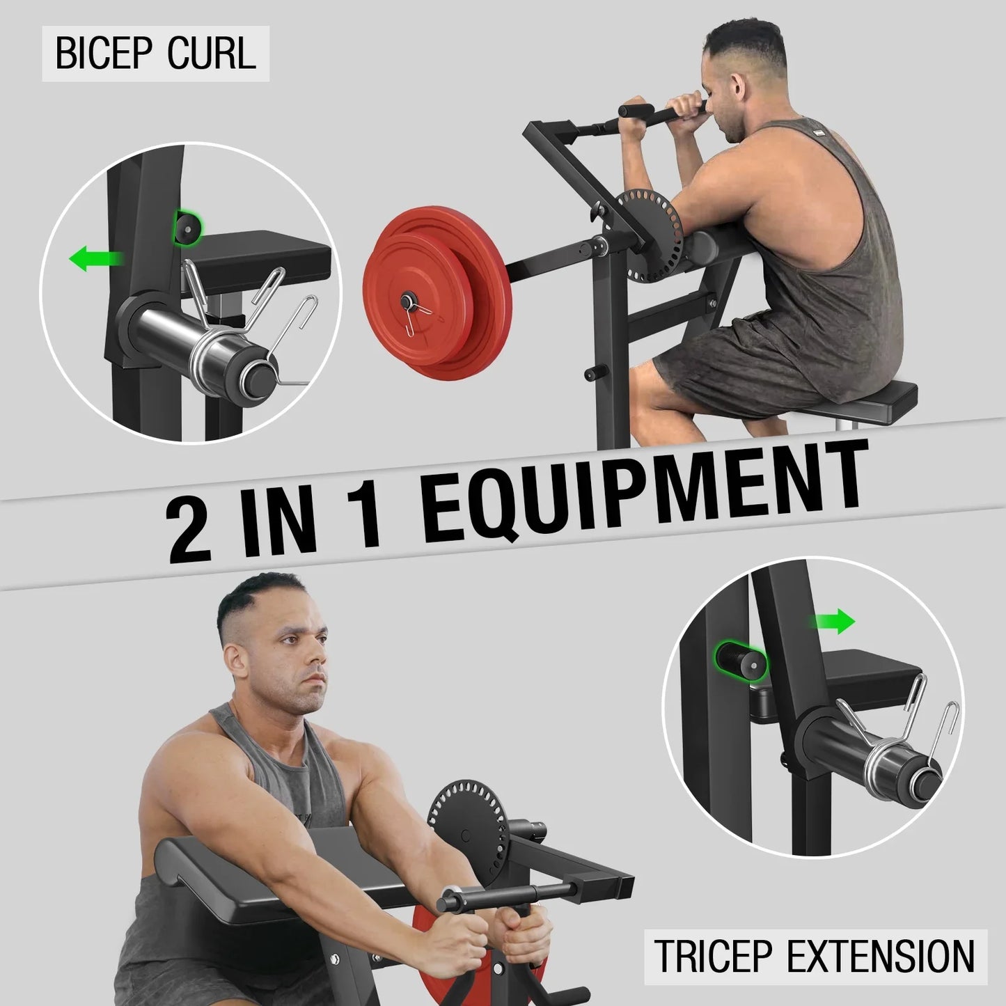 Syedee Bicep Curl and Tricep Press Extension Machine , Adjustable Seat, 2 in 1 preacher curl machine with Isolation Training for Home Gym Workout Station