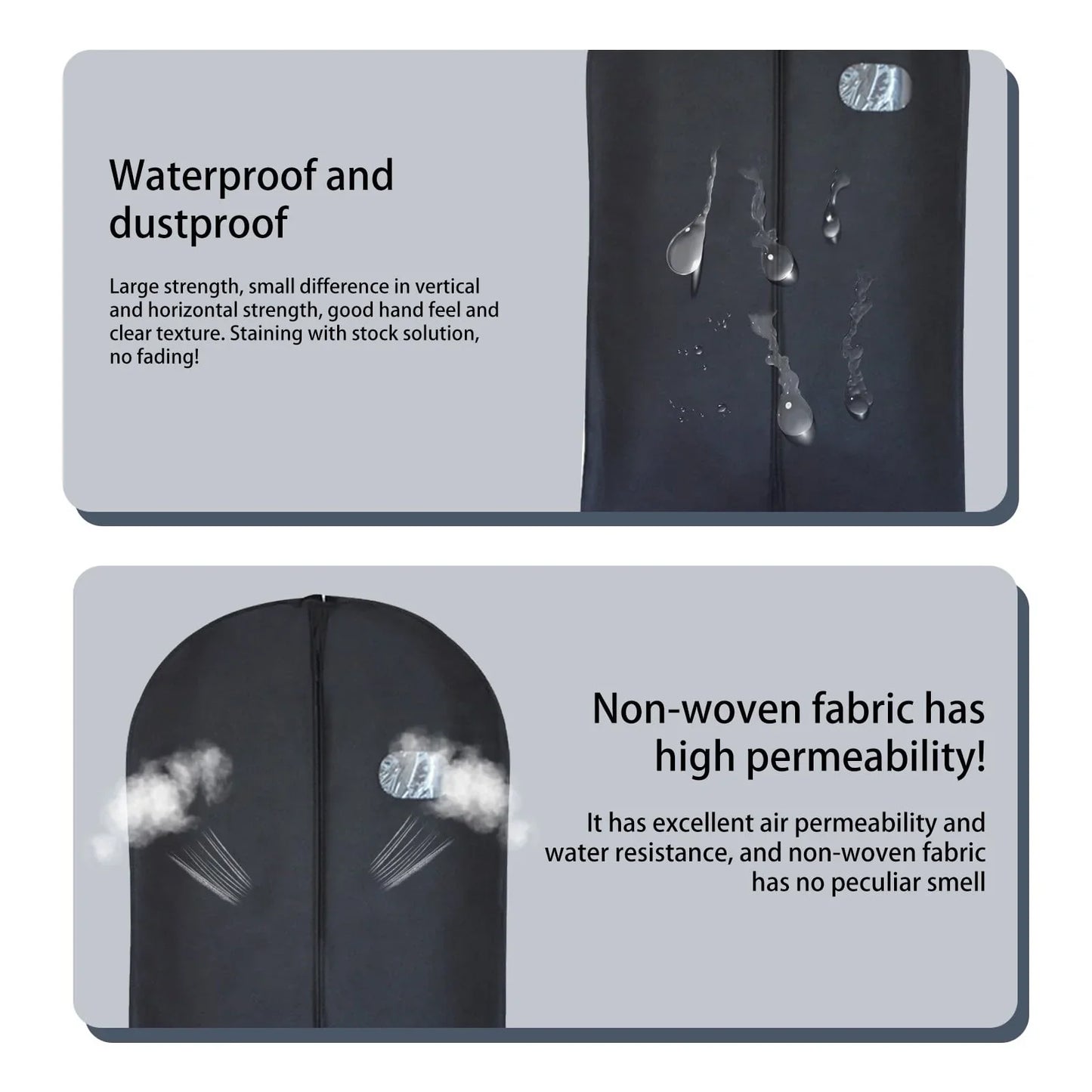 ARCTICICE 2-Pack 40" Garment Bag for Hanging Clothes Suit with Clear Window Zipper Suit Bags for Travel Bussiness Trip, Black