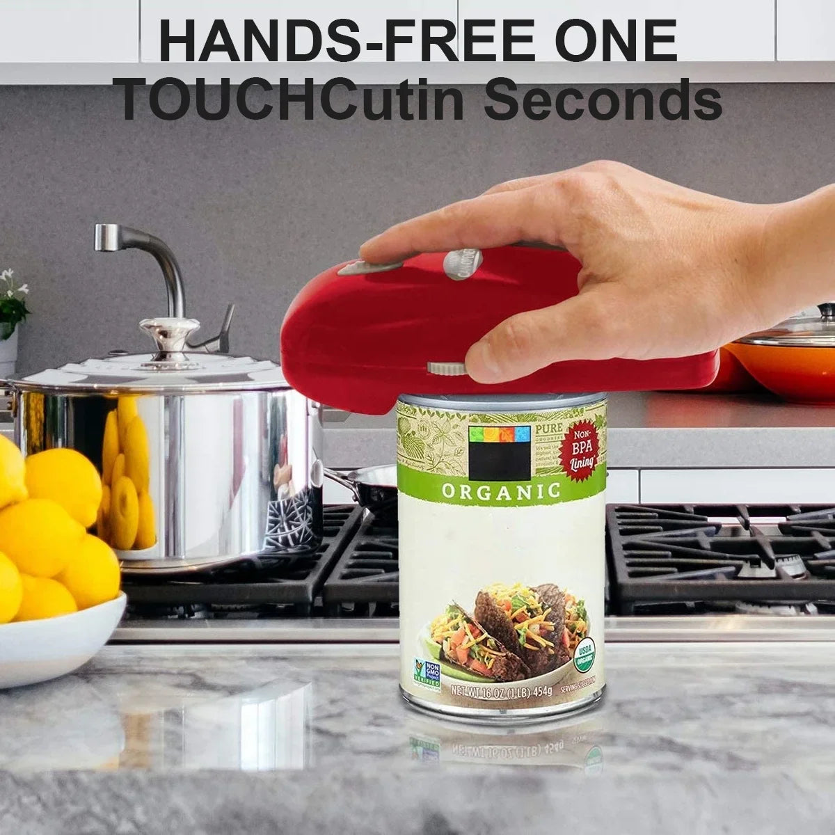 Electric Can Opener, Automatic One-Touch Smooth Edge, Battery Operated, Handheld Arthritis Friendly, Safe for Food Prep