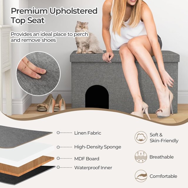 Cat Litter Box Enclosure - Hidden Cat Litter Box Furniture Ottoman