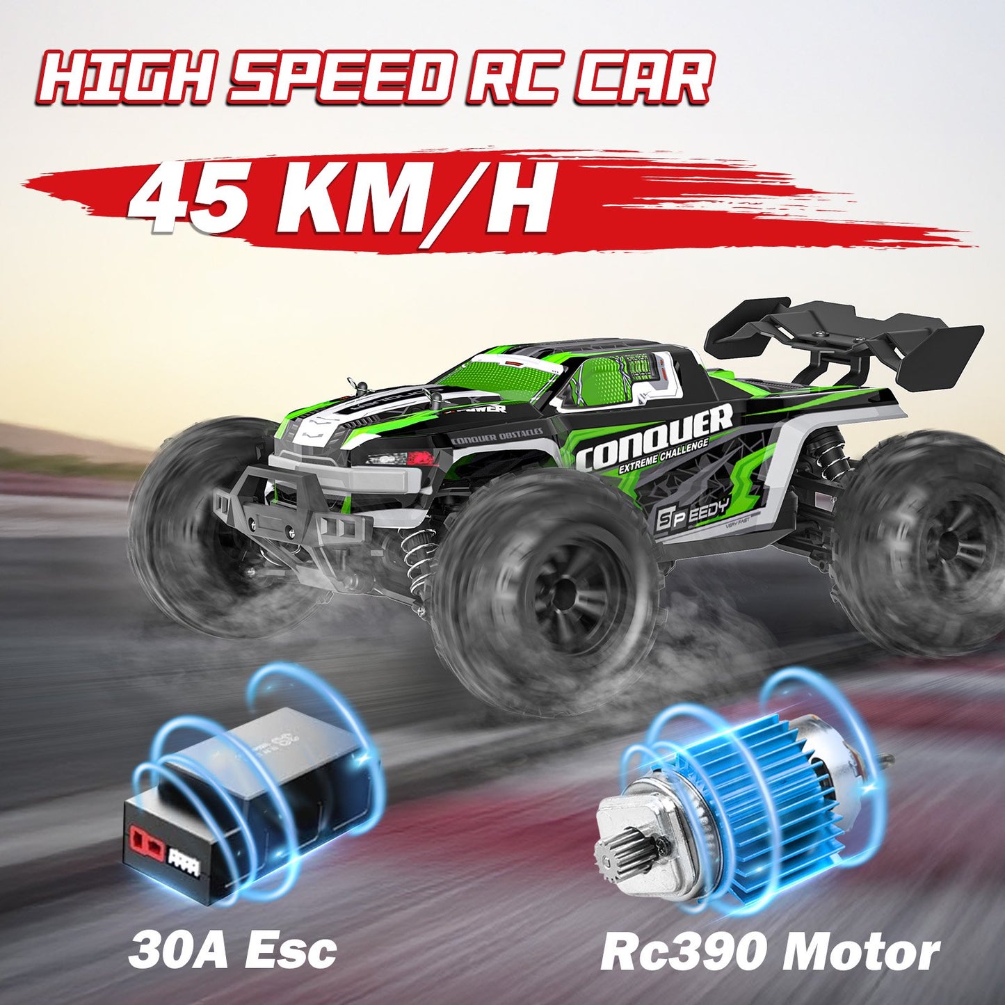 Remote Control Car, 1:16 Scale 2.4Ghz RC Cars 4x4 Off Road Trucks, Waterproof RTR RC Monster Truck 36KM/H, Toys for Kids and Adults with 2 Batteries 35+ mins Play