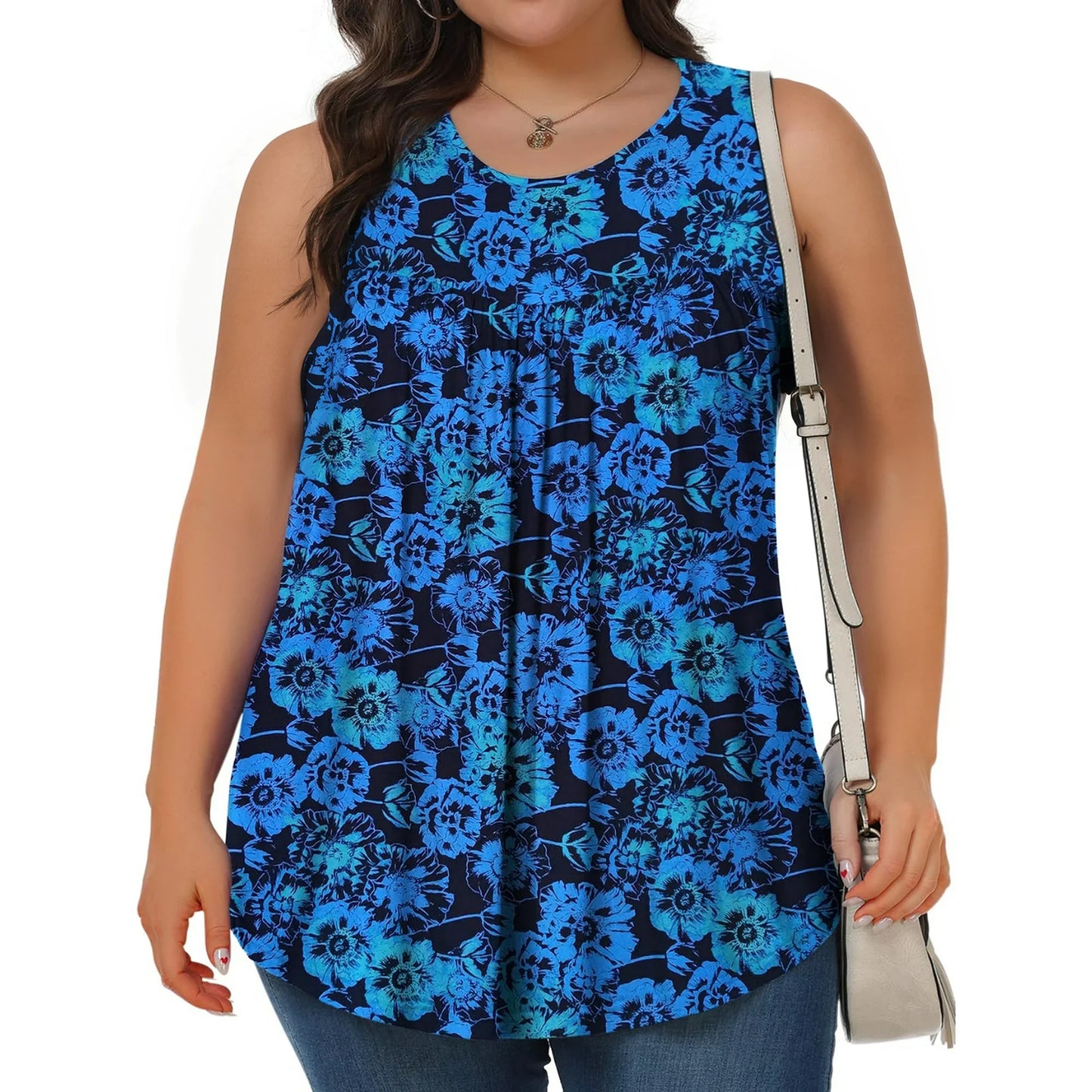 Fantaslook Plus Size Tank Tops for Women Tunic Sleeveless Shirts Dressy Casual Floral Blouses Loose Summer Tops