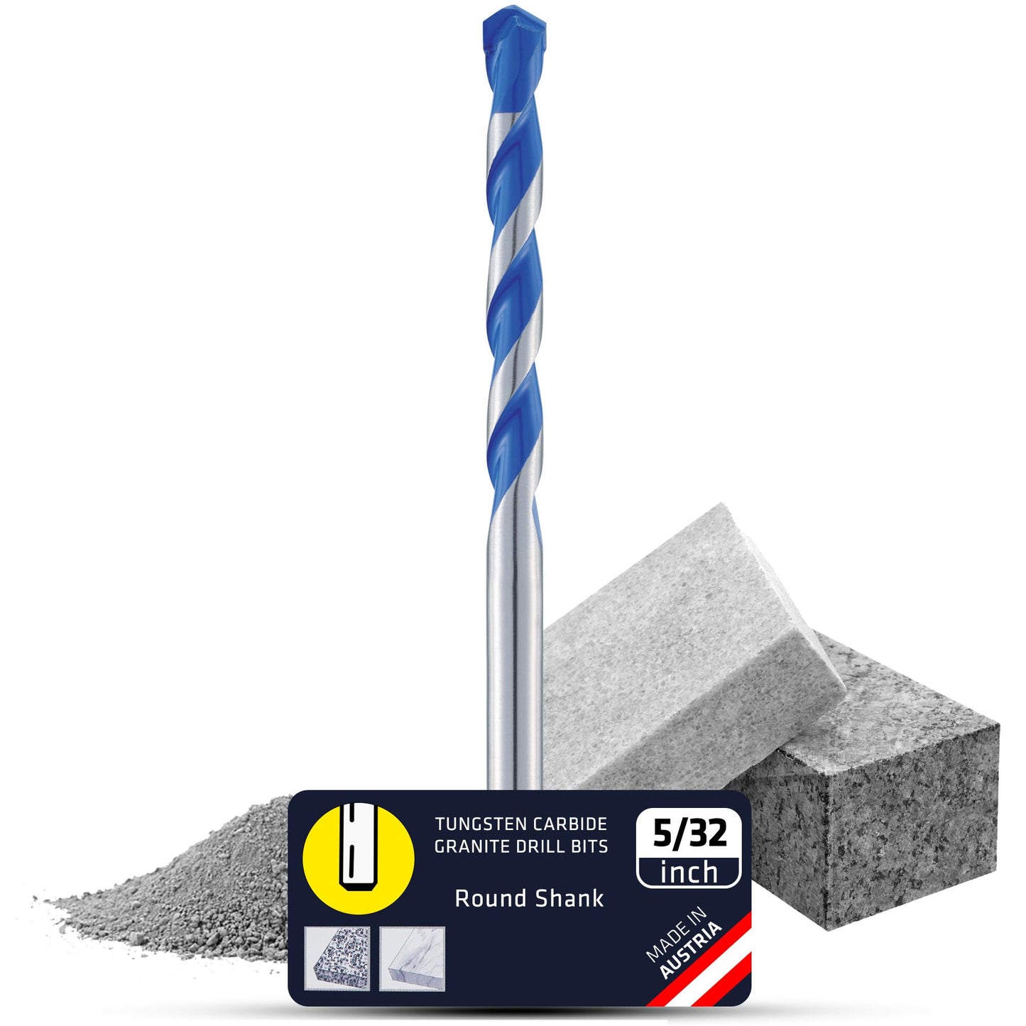 Granite Drill Bit 5/32 - Versatile Hammer Drill Bit Sets for PGM Certified Precision and Precise Dowel Holes - Durable Drill bit for Granite and Marble