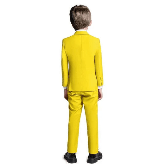 Wehilion Boys Suits 5 Piece Set Slim Colorful Formal Fit Yellow Kids Wedding Outfit Boys Dresswear Up Size 12Y (Toddler, Little Boys, Big Boys)