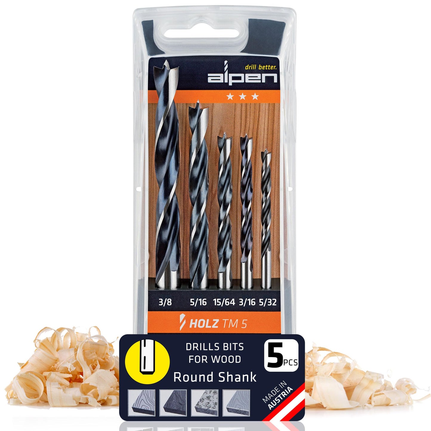 5 pcs Wood Drill Bit Set Metric for Hard and Soft Wood - Extra Sharp Edges for Precise Holes and Effortless Drilling - Durable Drill Bit Kit for Fast Woodworking (5 PCS Set)