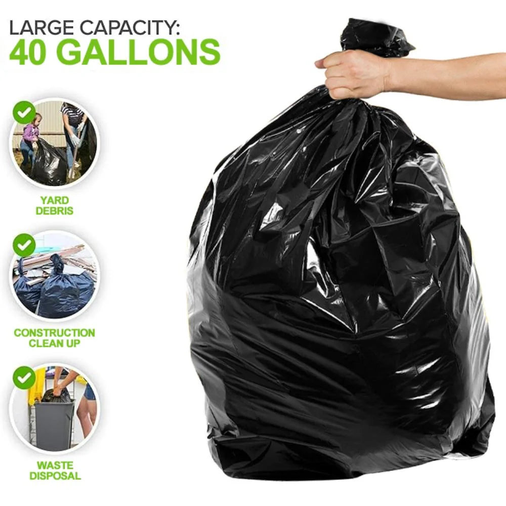 40-45 Gallon Trash Bags, 1.5Mil, Black Heavy Duty Garbage Can Liners 36'' x 44'' (60 Count)