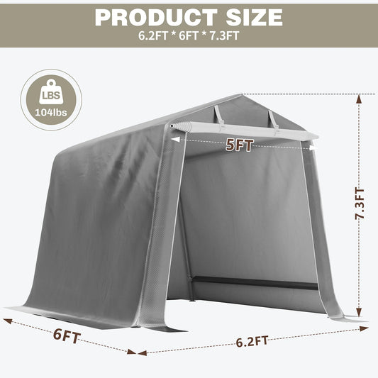 Carpet Storage Shelter 6X6 ft Tent Outdoor Portable Shelter Shed, Outdoor Portable Carport with Roll-Up Zipper Door