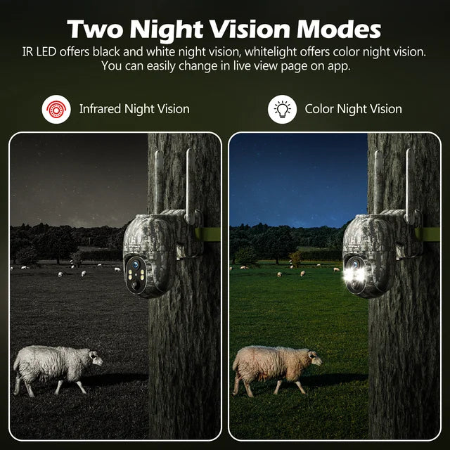 CAMPARK 2 Pack 4G LTE Cellular Trail Camera Wireless, Solar Game Camera with 360Pan 90Tilt, 2.5K HD Night Vision Motion Activated, Waterproof IP66, Hunting Security Camera with SIM&SD Card, NO WiFi