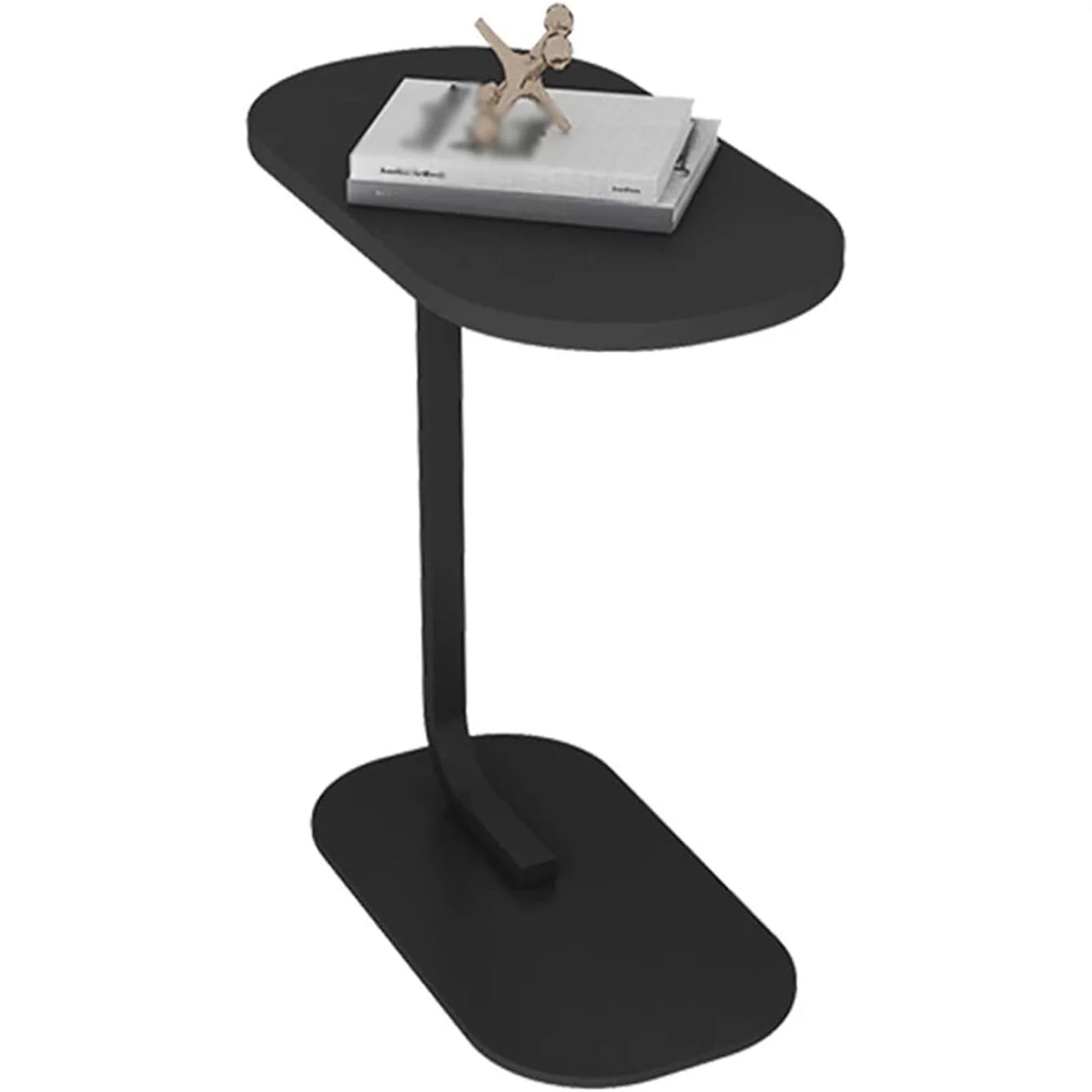 SUSUZI C-Shaped End Table Small Side Table for Couch Sofa Table for Living Room Bedroom Bedside, 11.8" W x 17."7 L x 24.5" H, Black