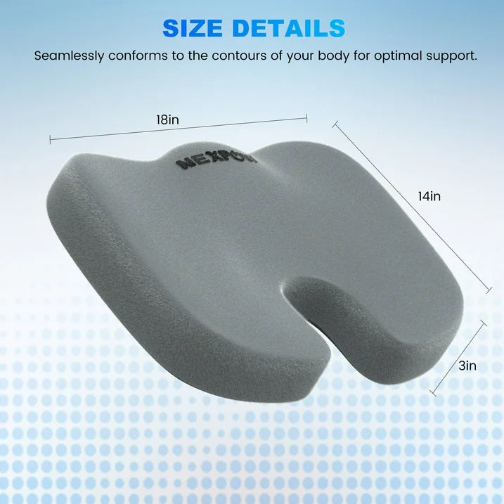 NEXPOW Memory Foam Seat Cushion Cooling Gel Butt Pillow for Tailbone Pain Relief Chair Cushion,Car Seat Cushion,Butt Pillow Grey