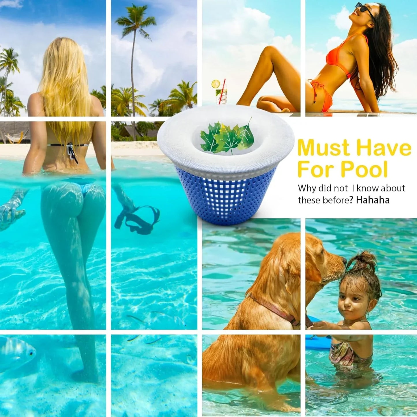 50 Pack Pool Skimmer Socks for Basket Filter Ultra Fine Mesh for Most Inground/Aboveground, UV Resistant