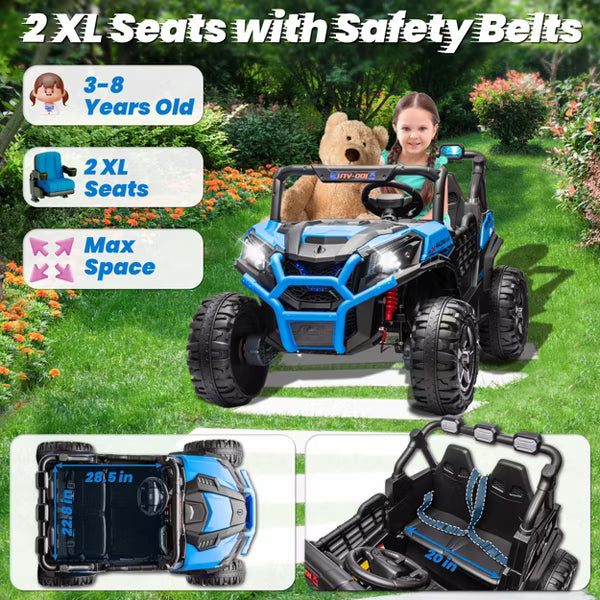 JOYRACER 24V Ride on Truck Toys w/ Remote Control, 2 Seater 400W Electric Powered Ride on w/ Dump Bed, 3 Speeds, Shovel & Bluetooth/Music