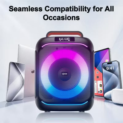 VEATOOL Karaoke Machine, Home Karaoke System with 2 Microphone, Bluetooth Speaker with Party Light, ET107