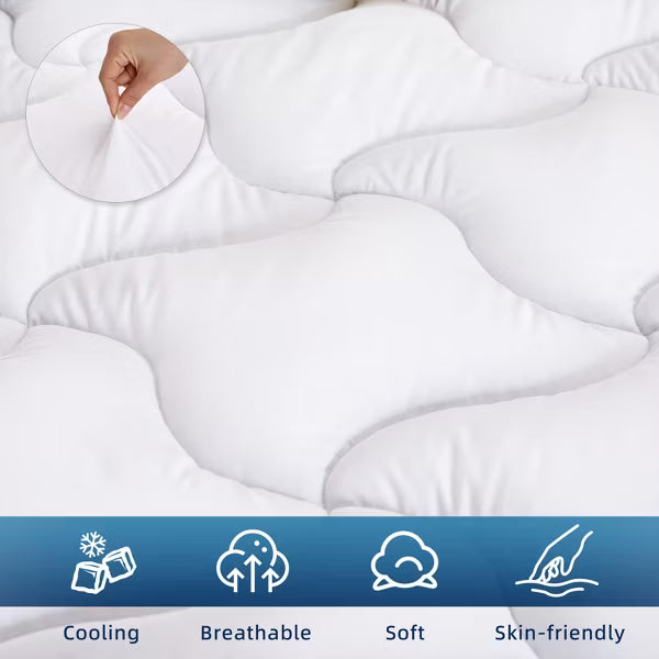 Dyonery 3" Cooling Memory Foam Mattress Topper – Dual Layer Gel & Plush, Deep Pocket, Back Pain Relief, Queen & Full