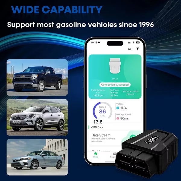 Belatt Bluetooth 5.4 OBD2 Scanner for iOS & Android, Code Reader with Live Data, Read/Clear CEL, Freeze Frame, Performance Tests, 48+ Brands