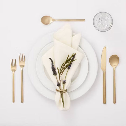 20pc Ashby Flatware Set Champagne - Threshold: Stainless Steel Silverware, Service for 4, Dishwasher-Safe