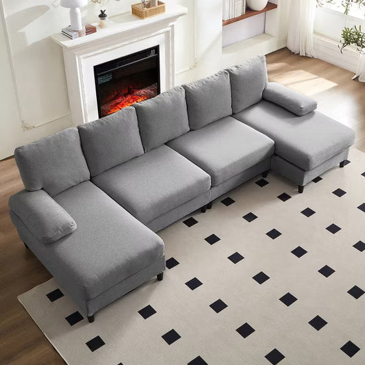 Mjkone U Shaped Sectional Sofa, 4-Seat Modular Sofa, Living Room Modern Couch with Chaise