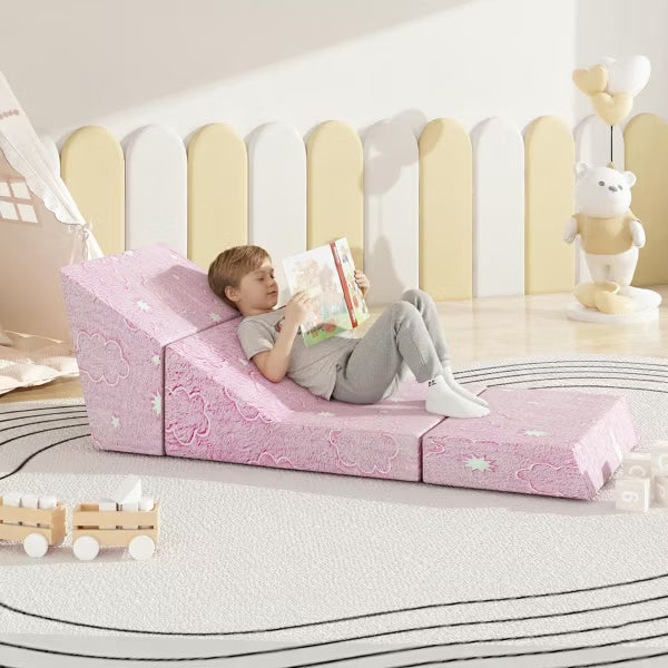 Hooseng Folding Sofa Bed Floor Mattress for Kids, Glow in Dark Kids Couch Fold Out, Toddler Futon Foldable Chair Bed, Convertible Toddler Floor Sofa
