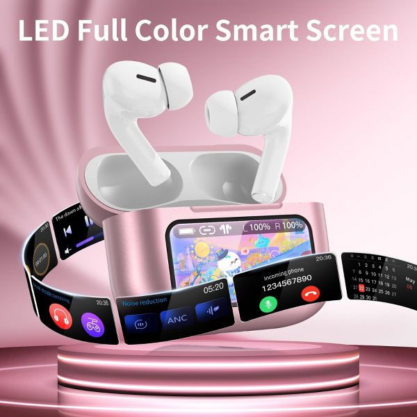 VEAT00L A9 ANC+ENC Earbuds with Smart Touch Screen,Bluetooth 5.4, HiFi Stereo Multiple EQ settings