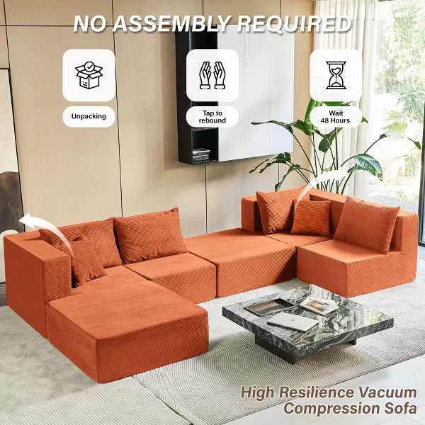 JOYRACER 140" Oversized Modular Sectional Sofa, 6-Piece Convertible U-Shaped Couch with Memory Foam, Comfy 6-Seater Modern Sofa for Living Room