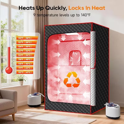 Morfone Portable Infrared Sauna for Two, Featuring Full-Body Steam Chamber and 9-Level Heating Foldable Chair Mobile Red Light Therapy Device
