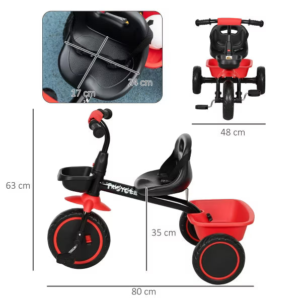 Tricycle for Toddlers Age 2-5 with Adjustable Seat, Toddler Bike with Storage Baskets for Girls and Boys