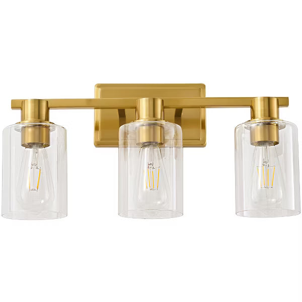 POWLIG Dimmable Vanity Light - Modern Bathroom Lighting with Cylindrical Glass Shades