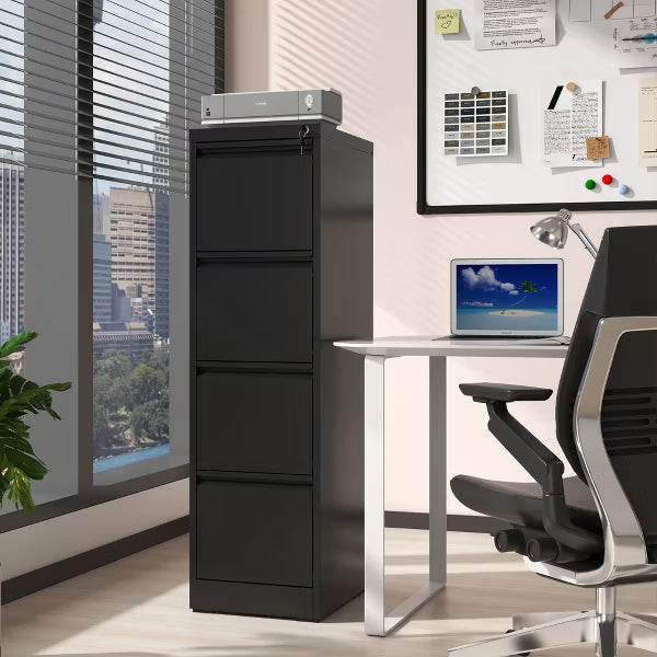 VIYET 52" 4-Drawer Metal Vertical File Cabinet with Lock, Tall Slim Locking Filing Cabinet for Home Office, Fits Letter, Legal & A4 Files