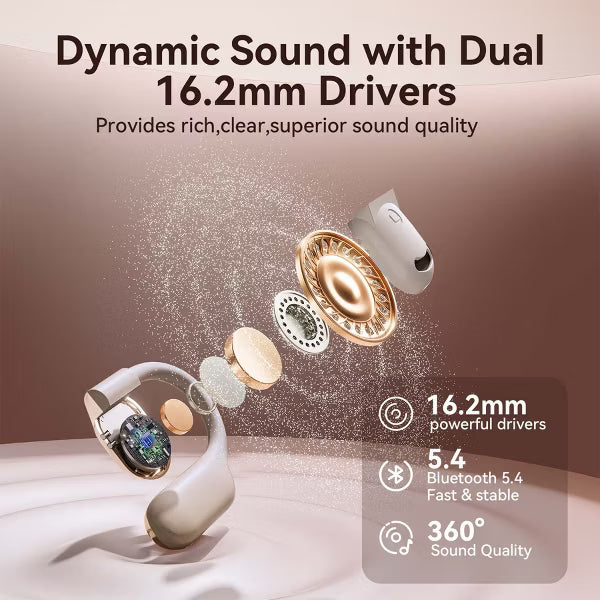VEATOOL Wireless Earbuds Open Ear Headphone Sport, Bluetooth 5.4 Earbud, 50Hrs Earphone with Earhook, Noise Cancelling Mic