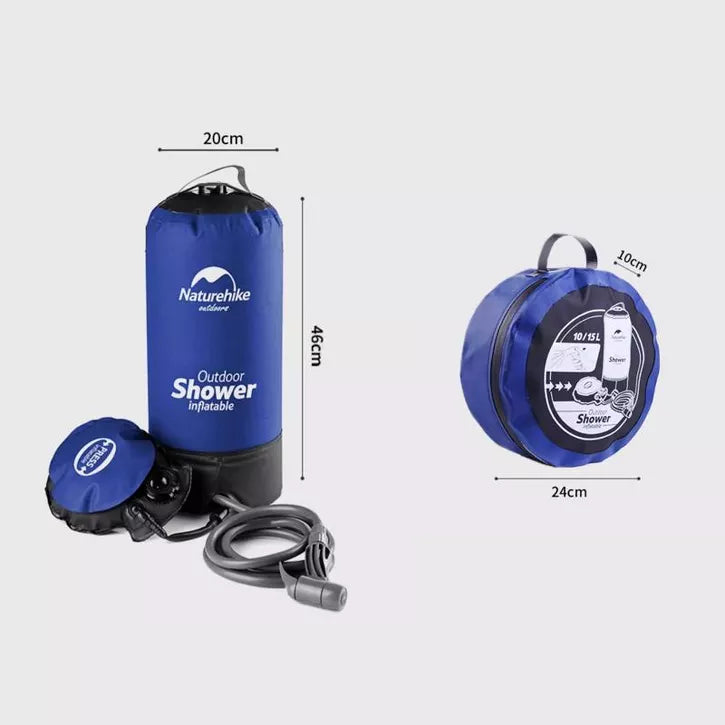 Naturehike Portable Camping Shower,11L Shower Bag with Foot Pump and Handy Nozzle, Kit,for Beach Hiking Trip,Camping,Garden Shower, Outdoor Shower
