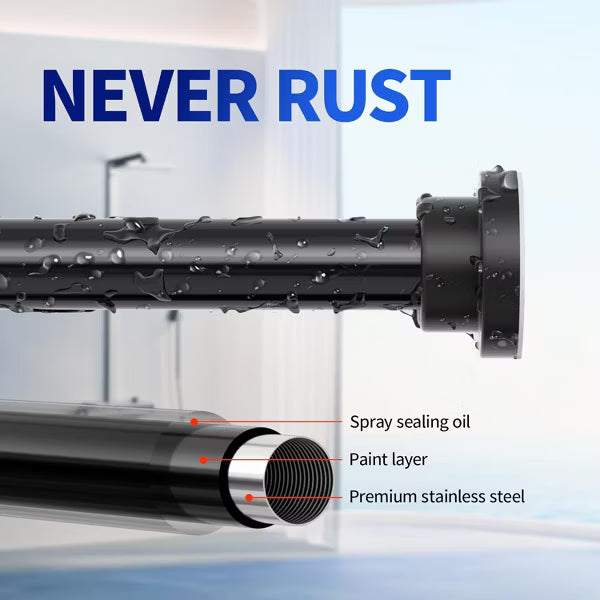 Shower Curtain Rod, 1" Non Slip Adjustable 28-74 inch No Drilling Shower Curtain Rods Spring Tension