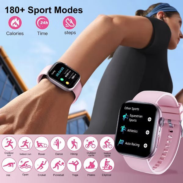 Smart Watch for Men Women, 2.01" HD Touchsreen, Bluetooth Calling, IP68 Water-Resistance, 180+ Sports Modes,, Fitness & Sleep Tracker, Android/iOS