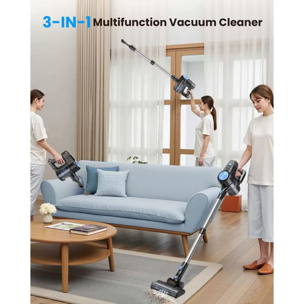 DEVOAC N3T Cordless Vacuum Cleaner,Wireless Stick Vacuum with 40mins Runine,Self-Standing,Rechargeable Lightweight Vacuum Cleaner Blue