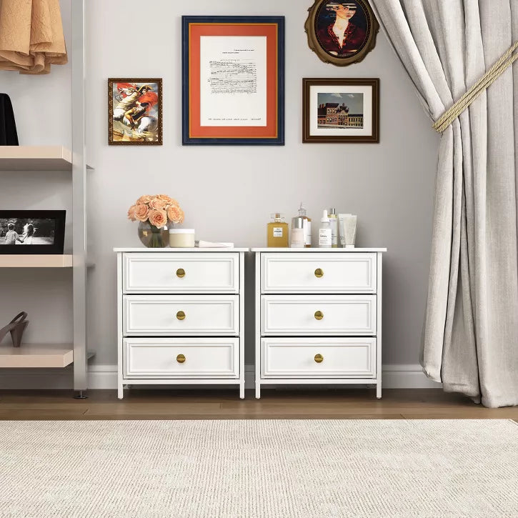 CIPACHO 2 Piece White 20 Tall 3 Drawer Nightstand Set Ideal for Living Room to Organize Small Essentials and Brighten Your Space