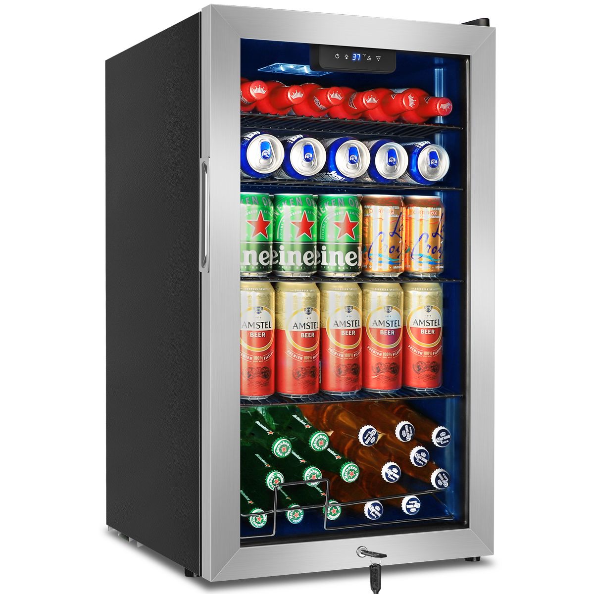 Denjol Beverage Refrigerator Mini Fridge -Beverage 130 Can Storage, Frost-Free Cooling