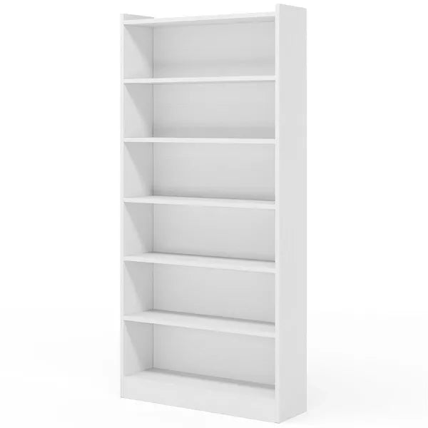 Resenkos Bookshelf, Bookcase Standing Shelf Unts,Wood Bookcase, 72" Tall Bookshelf with 6-Tier Open Storage Shelves,White(6-Tier)