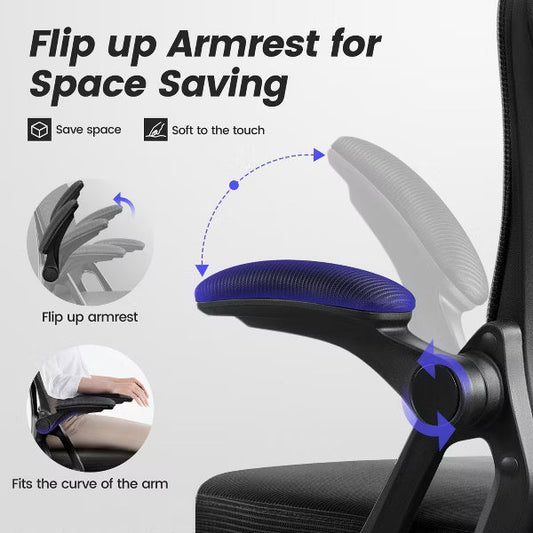 KERDOM Ergonomic Office Chair, Mesh Computer Desk Chair with Adjustable Back Lumbar Support and Armrests, Black