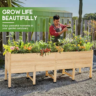 AMERLIFE Raised Garden Bed - Features Legs, Drainage Holes, 16 Inch Depth