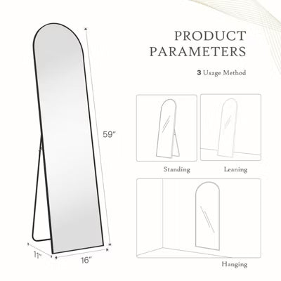 MyDepot Arched Floor Mirror, Full Length Body Mirror with Stand for Bedroom, Living Room & Entryway Decor