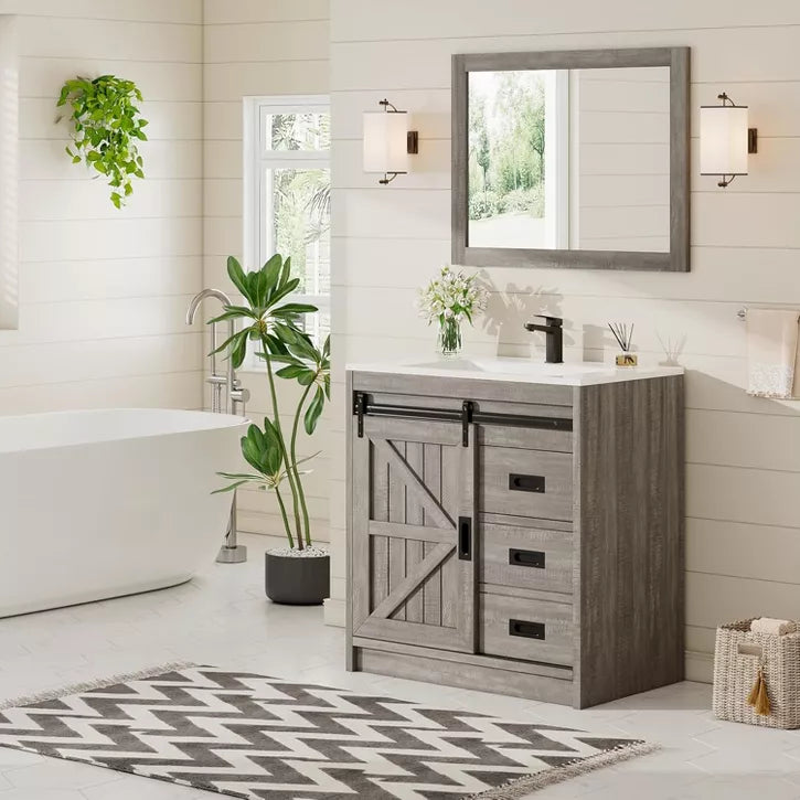 AMERLIFE Farmhouse Bathroom Vanity with Sink Combo