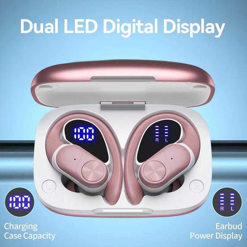 VEATOOL V6 Bluetooth Headphones Wireless Earbuds 88Hrs Playback Sport Ear Buds with Earhook Digital Display Charging Case