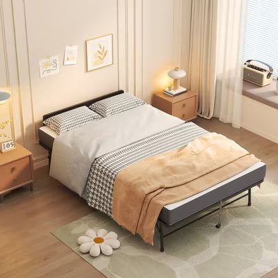 VIYET Folding Guest Bed with Adjustable Headboard, 5" Memory Foam Mattress, 450LB Heavy Duty Rollaway Bed for Adults