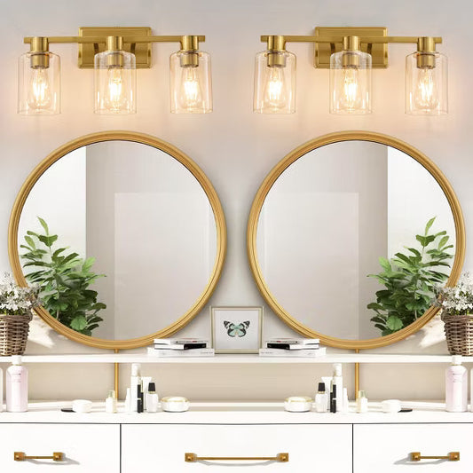 POWLIG Dimmable Vanity Light - Modern Bathroom Lighting with Cylindrical Glass Shades
