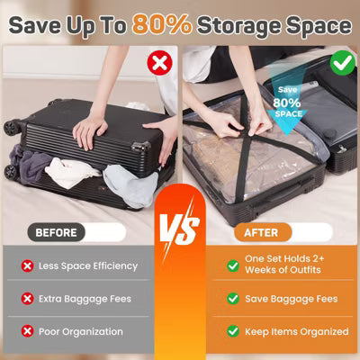 Vacuum Storage Bags 15 Pack with Air Pump for Clothes Bedding and Closet Organization.