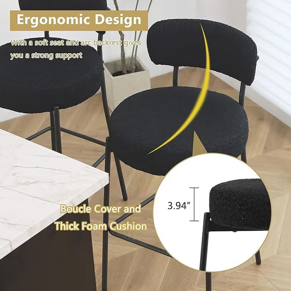 DYHOME Bar Stools Set of 3, 27 Inches Counter Height Kitchen Bar Stools with Back, Modern Metal Tall Bar Stools for Kitchen Island