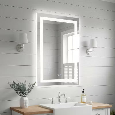 CIPACHO 32*24 Inch Frameless Bathroom Mirror - Shatterproof Touch Control Anti-Fog