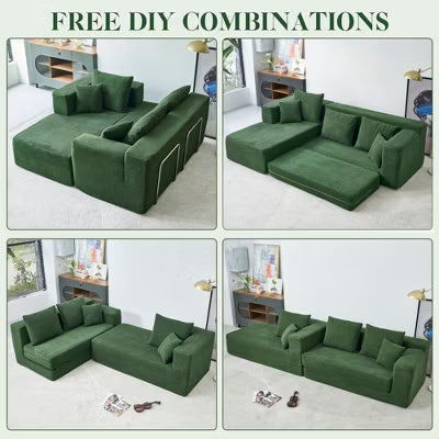 JOYRACER 106" Sleeper Sofa, 2 In 1 Pull Out Couch Bed ,Convertible Sofa Bed- L-Shaped Sectional Couch For Living Room