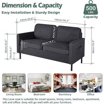 TYBOATLE 72" 3-Seater Sectional Sofa with USB Ports, Mid-Century Modern Couch for Small Spaces, Living Room, Bedroom, Apartment