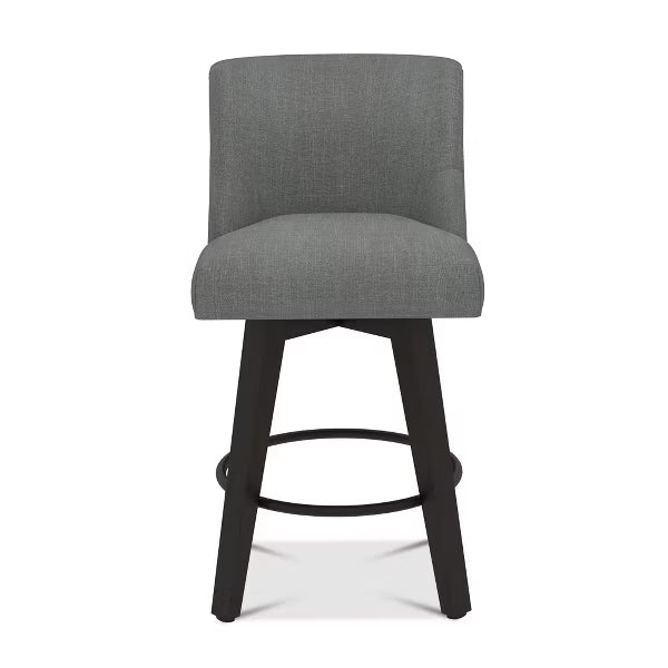 Dyonery Single Swivel Bar Stool with Back & Footrest, 26 Inch Counter Height Barstool for Kitchen Island